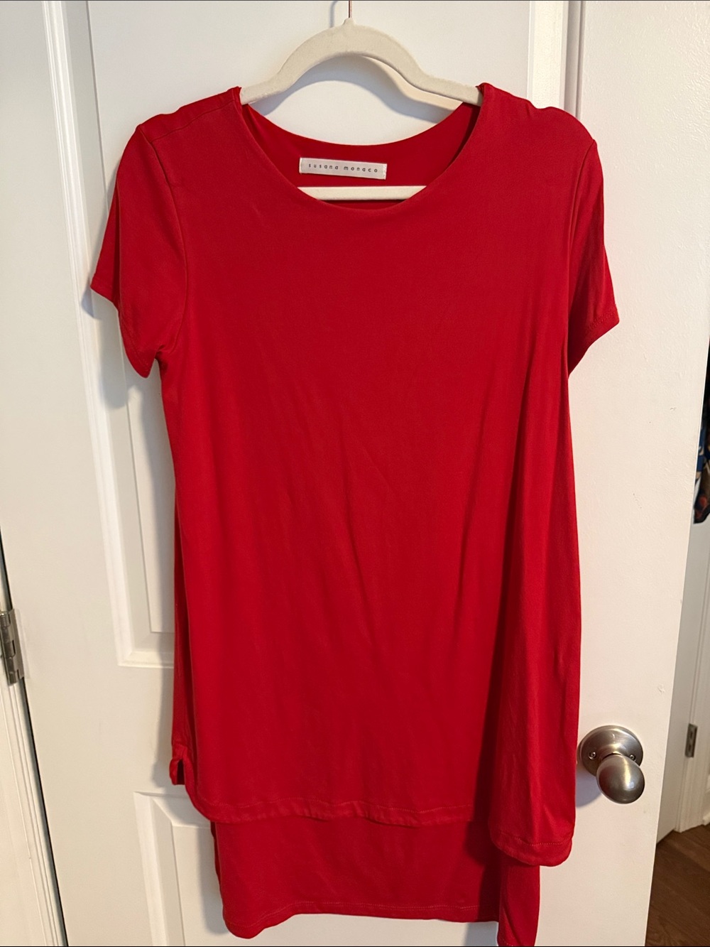 Susana Monaco Red Short-Sleeve Tunic Top